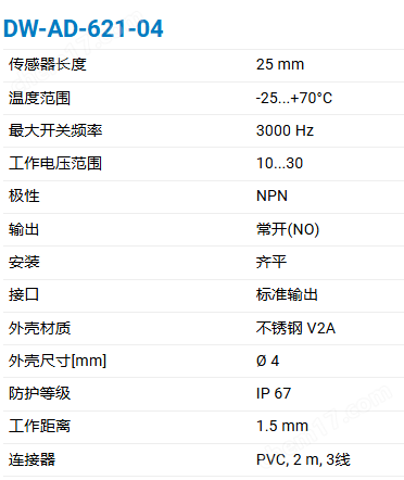 CONTRINEX小型化全金属电感传感器