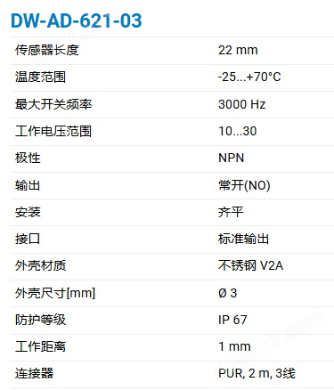 CONTRINEX小型化全金属电感传感器