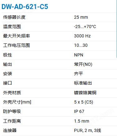 CONTRINEX小型化全金属电感传感器
