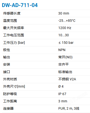 CONTRINEX小型化全金属电感传感器