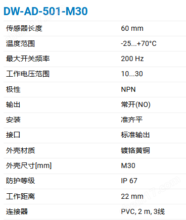 CONTRINEX基础长距检测500电感式传感器