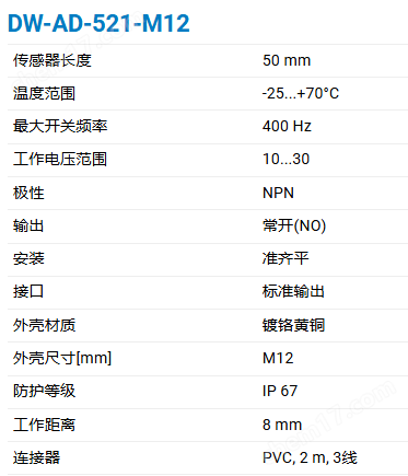 CONTRINEX基础长距检测500电感式传感器