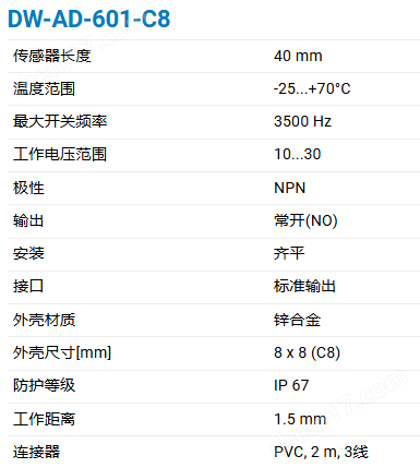 CONTRINEX基础经典600系列电感式传感器