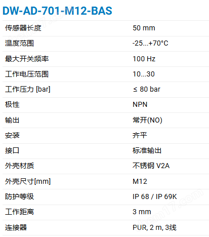 CONTRINEX基础全金属700系列电感式传感器
