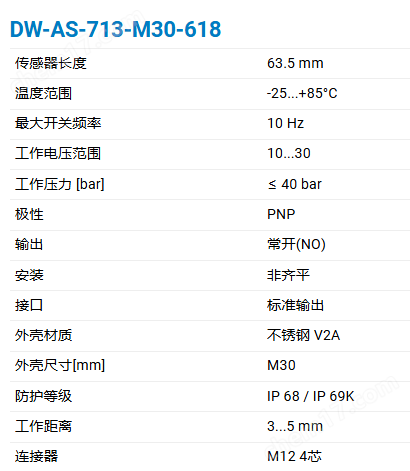 CONTRINEX 双张检测全金属系列电感式传感器