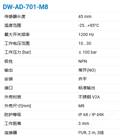 CONTRINEX加强型全金属系列电感式传感器