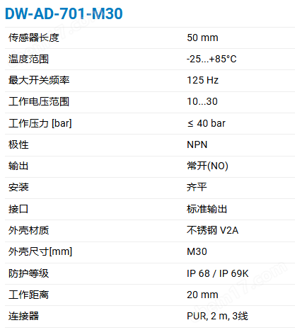 CONTRINEX 加强型全金属系列电感式传感器