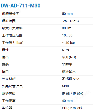 CONTRINEX 加强型全金属系列电感式传感器