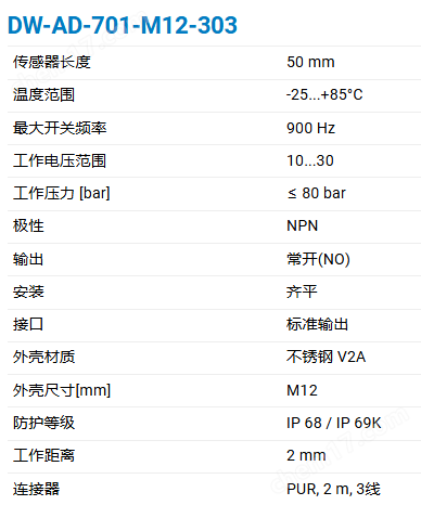 CONTRINEX 加强型全金属系列电感式传感器