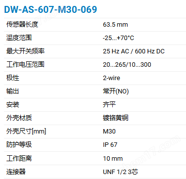 CONTRINEX M30两线制600系列电感式传感器