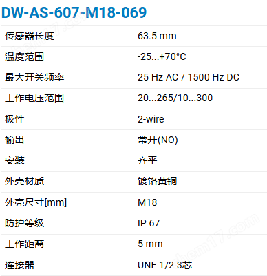 CONTRINEX M18圆柱形外壳电感式传感器