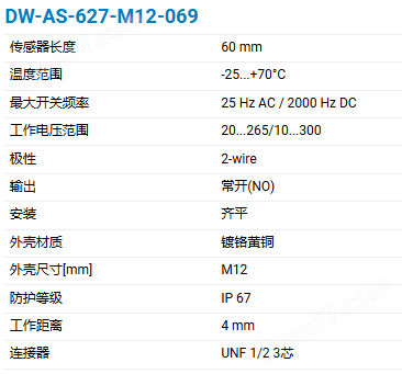 CONTRINEX M12圆柱形外壳电感式传感器