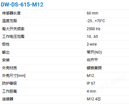 CONTRINEX M12圆柱形外壳电感式传感器